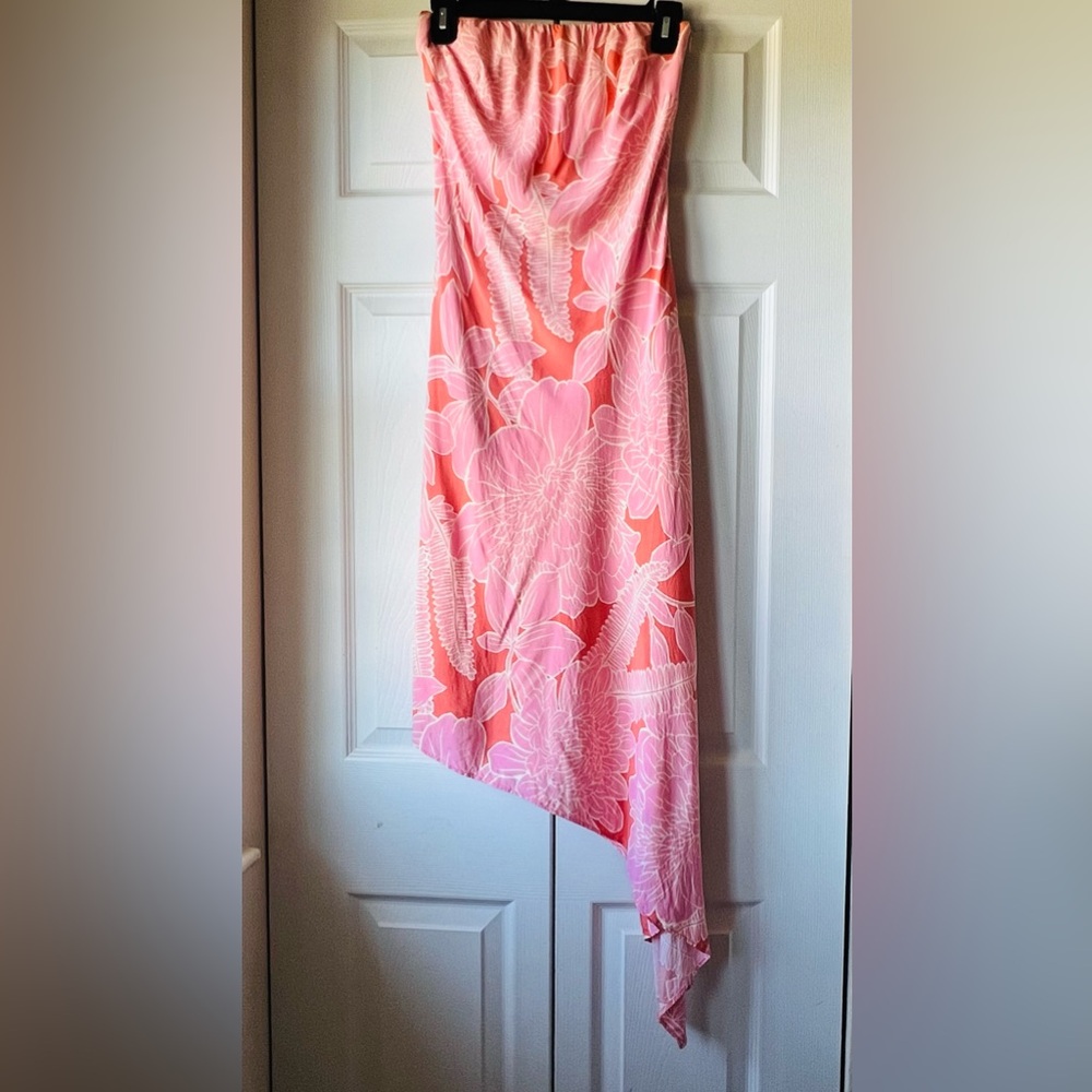 Olivaceous Strapless Pink Floral dress